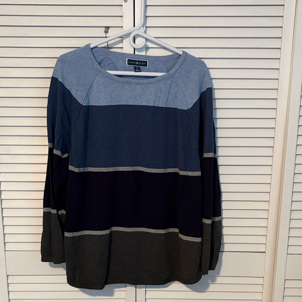 Karen Scott Colorblock Long Sleeve Sweater XXL
